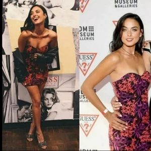 Guess Bestia Black Red Purple Floral Mini Dress